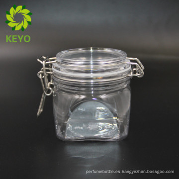 Crema para el cuidado de la piel vacía de 250 ml uso de frasco de plástico cosmético sellado transparente cuadrado